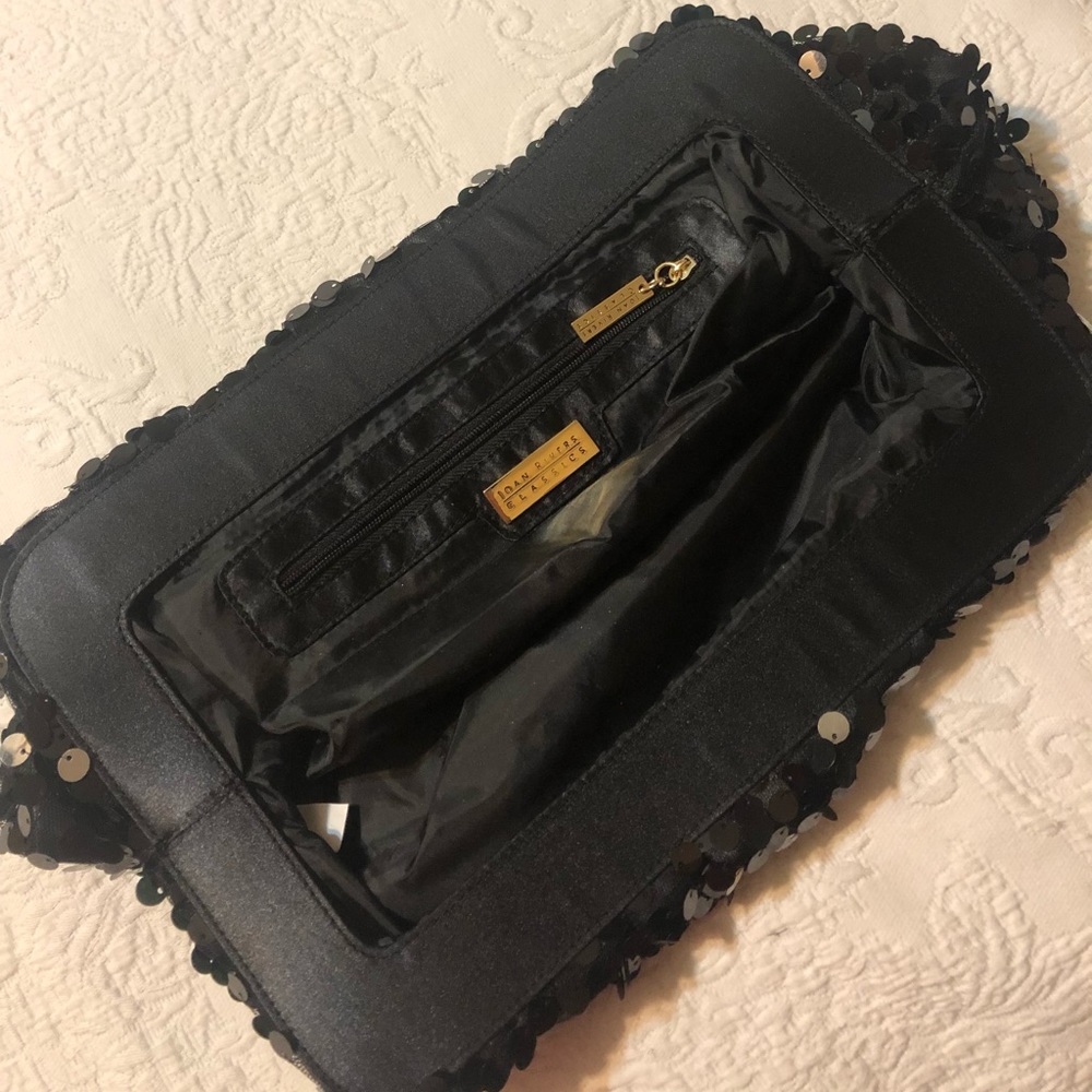 Joan Rivers Classics Large Black Sequin Clutch Bag - Picture 7 of 8
